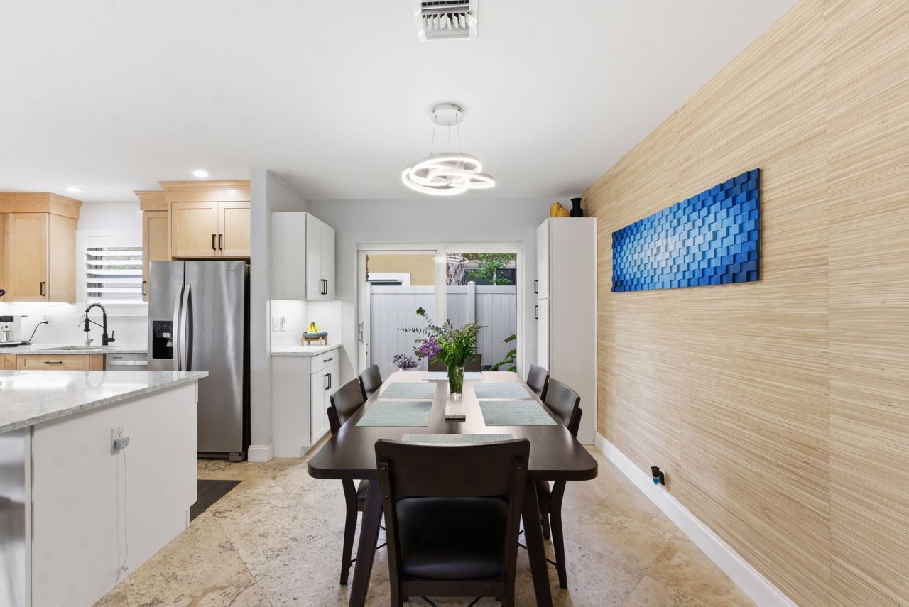 Bright kitchen and dining area with natural light